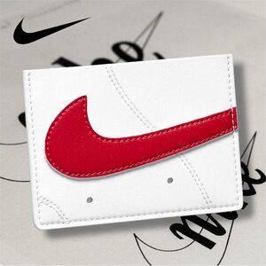Nike Icon Air Force 1 Leather Card Wallet (White/Red)